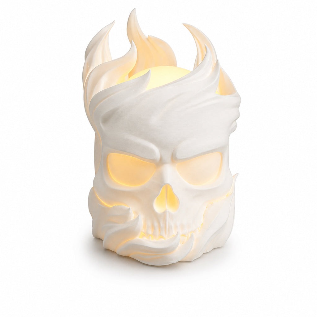 3D Printed Flame Skull Ambient Table Lamp, Warm Glow Decorative Night Light, Gothic Skull Desk Lamp For Bedroom Bookshelf Home Decor