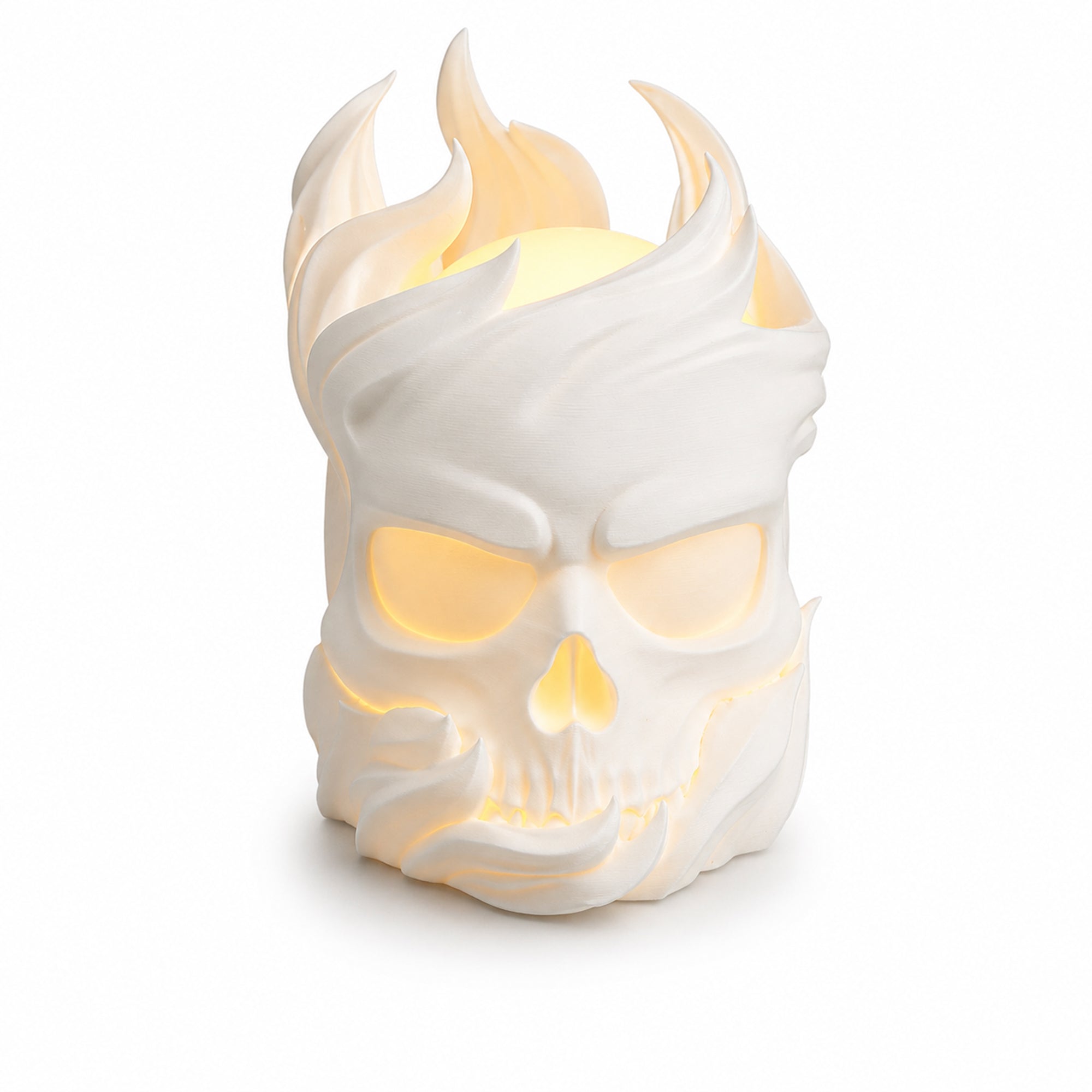 3D Printed Flame Skull Ambient Table Lamp, Warm Glow Decorative Night Light, Gothic Skull Desk Lamp For Bedroom Bookshelf Home Decor