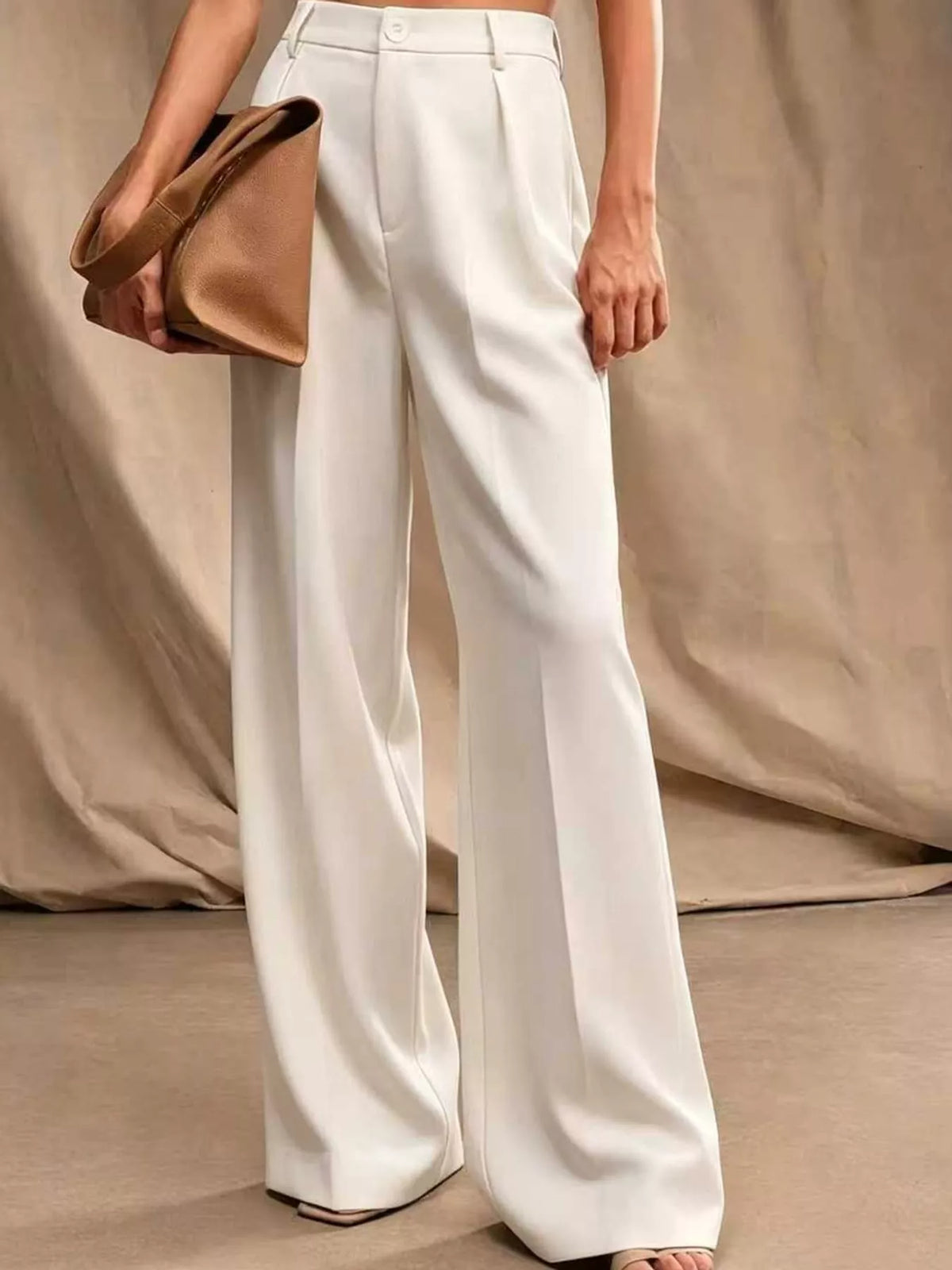 High-Waisted Pleated Wide-Leg Pants