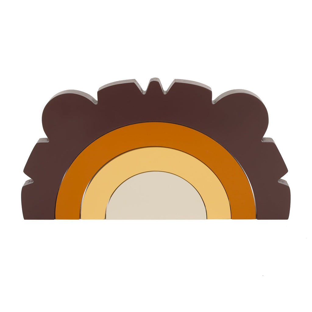Lion Brown, Orange, Yellow, and Ivory Wood Stacking Shelfie DÃ©cor