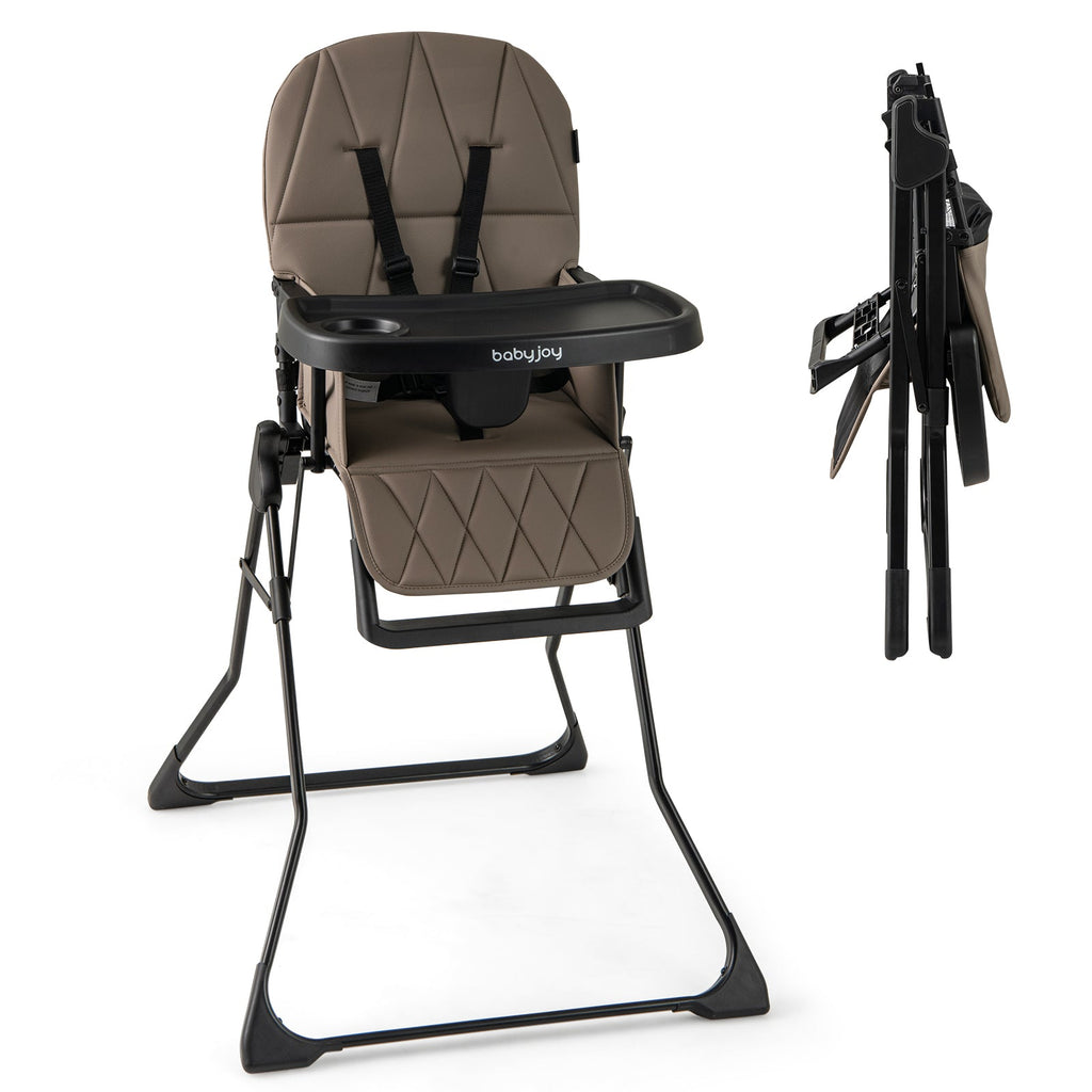 Easy Clean Compact Highchair with Removable Adjustable Tray and PU Seat Cushion