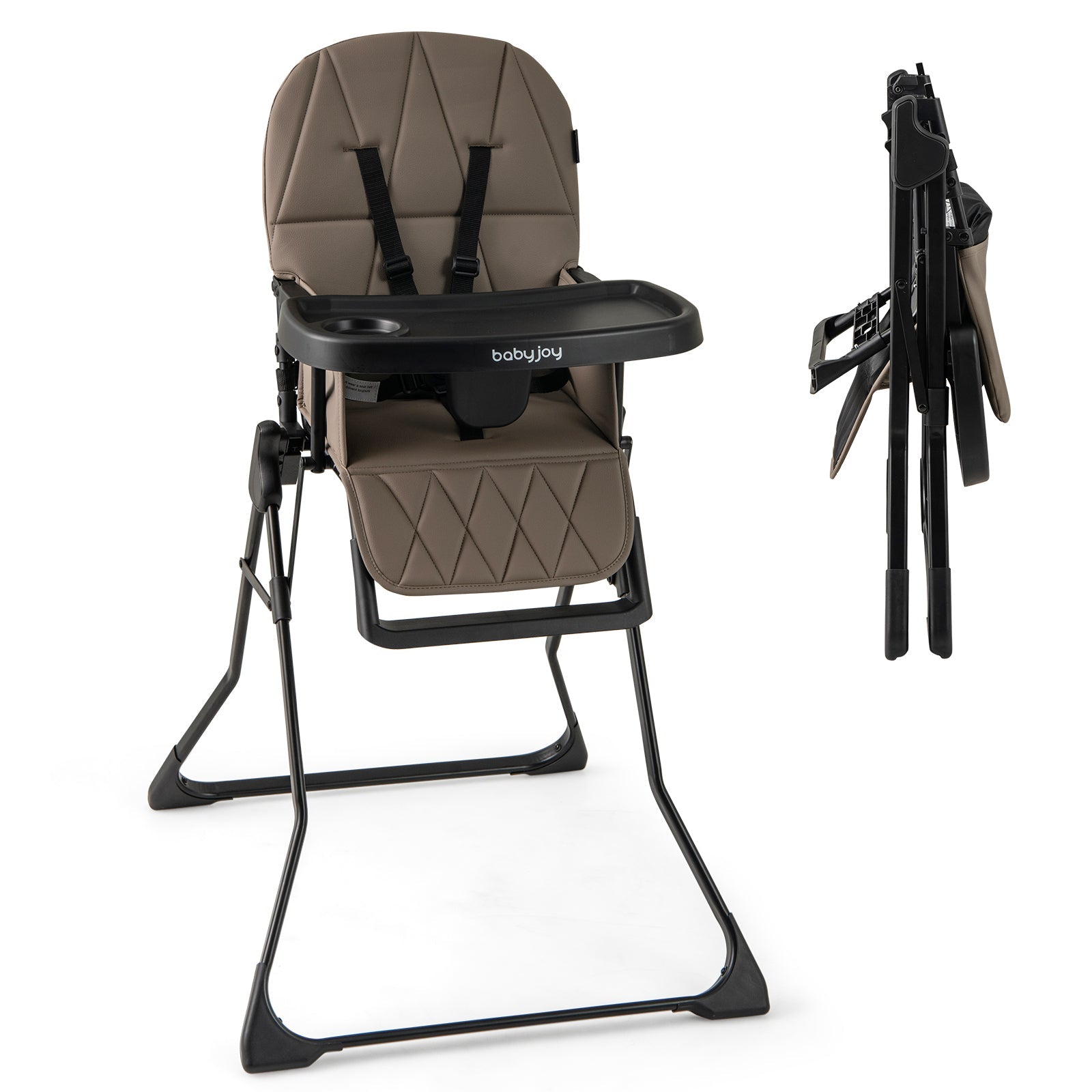 Easy Clean Compact Highchair with Removable Adjustable Tray and PU Seat Cushion