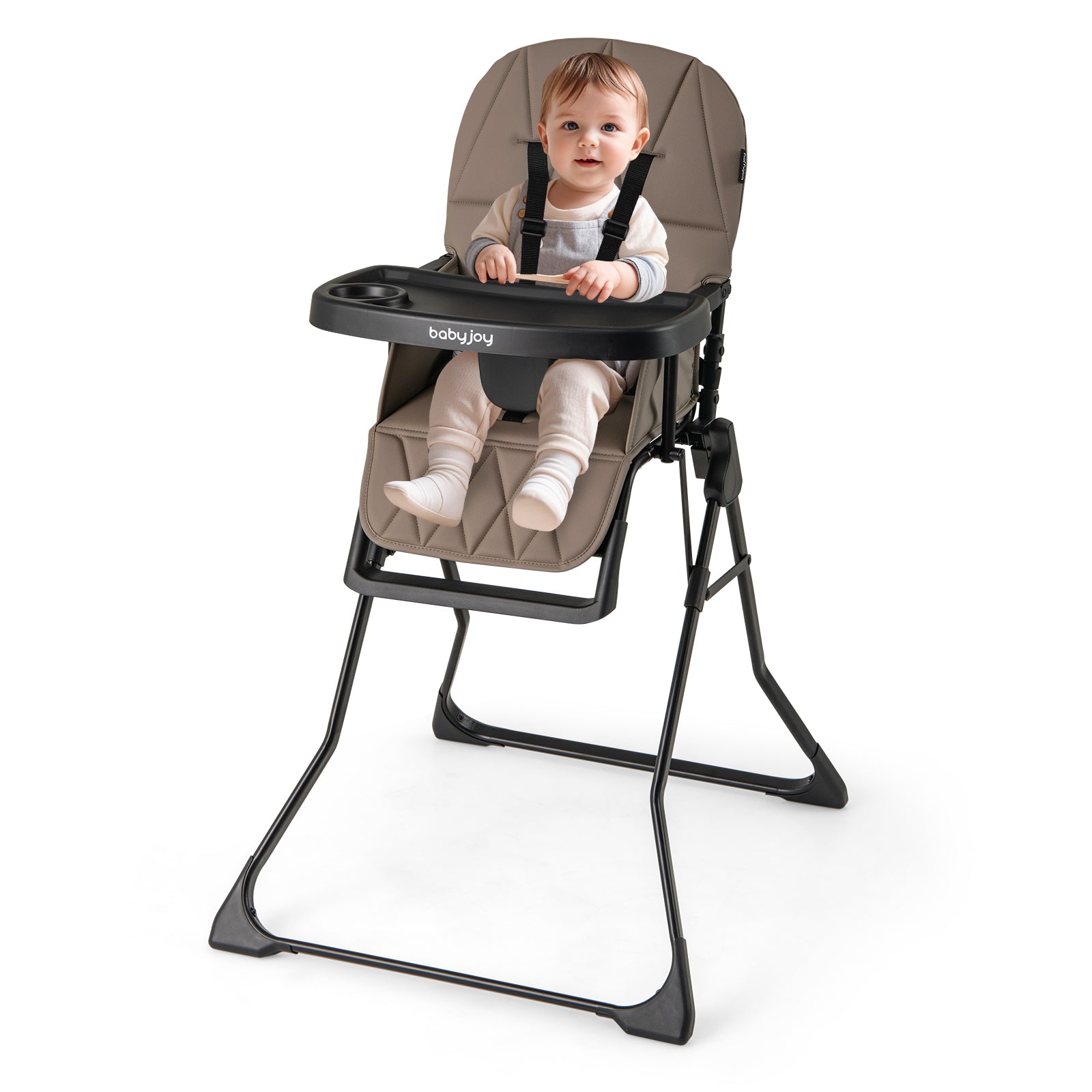 Easy Clean Compact Highchair with Removable Adjustable Tray and PU Seat Cushion
