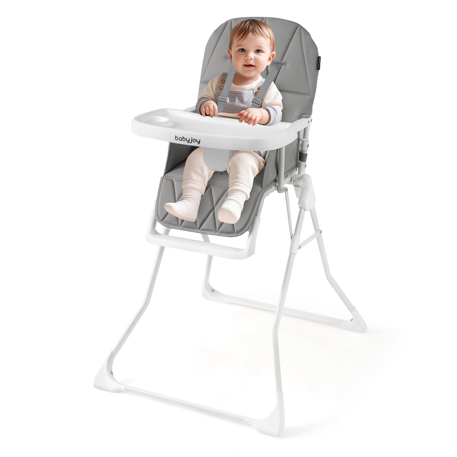 Easy Clean Compact Highchair with Removable Adjustable Tray and PU Seat Cushion