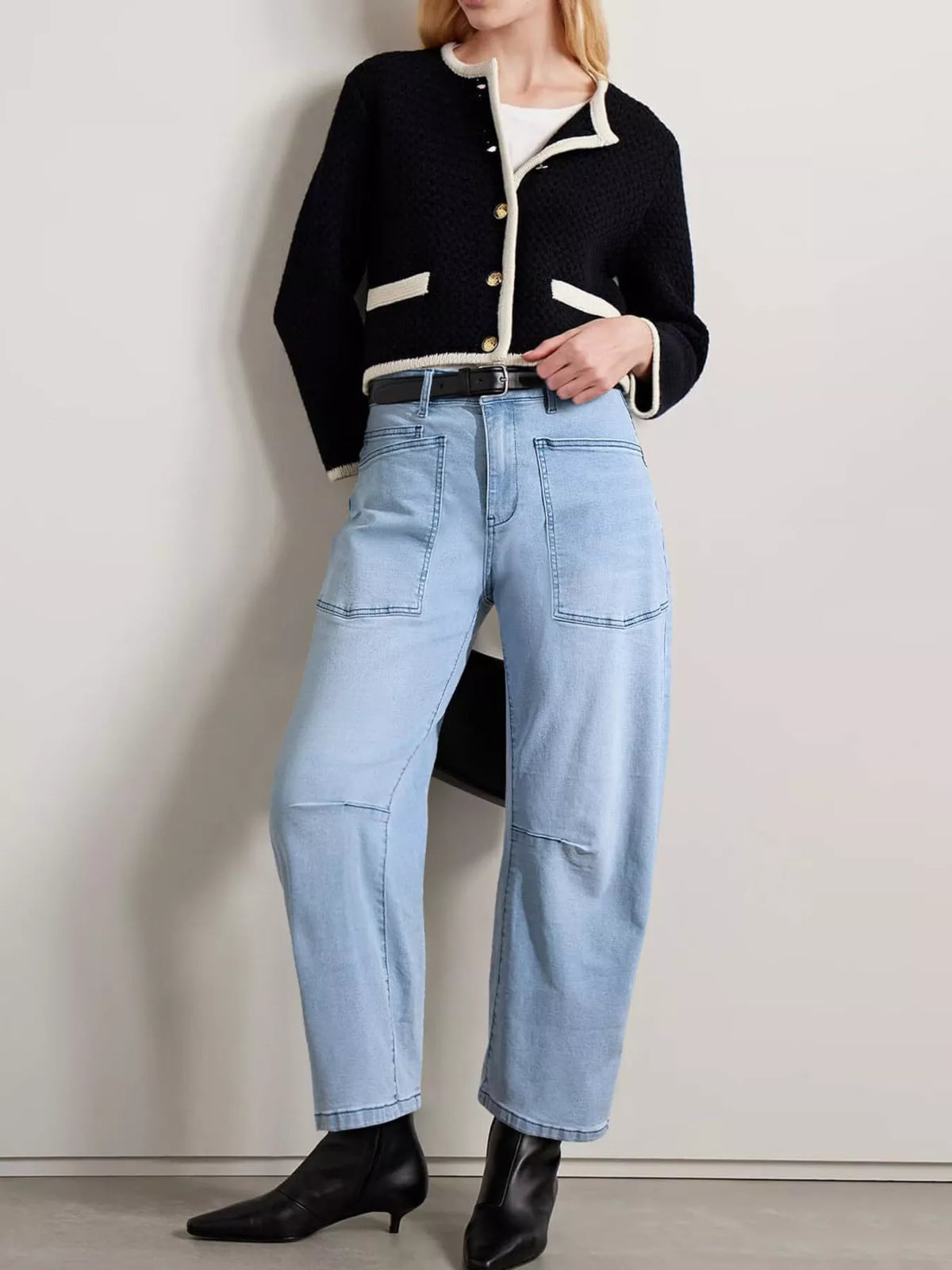 Wide-Leg Jeans with Patch Pockets