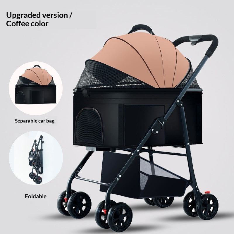 Pet Stroller For Dogs And Cats Portable Detachable Cage With Folding Design For Outdoor Potty Breaks