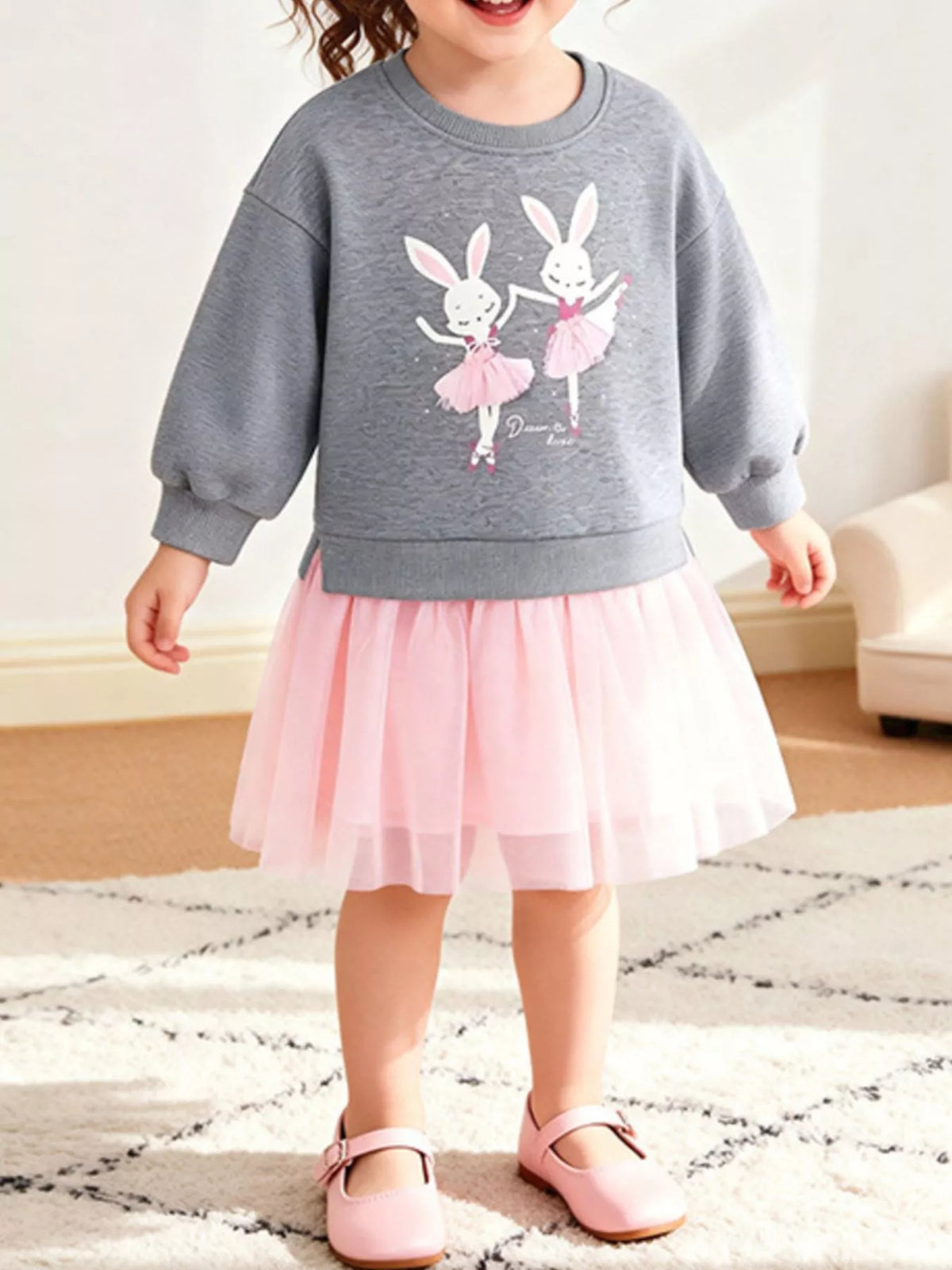 Children's Rabbit Sweatshirt Tulle Tutu Dress