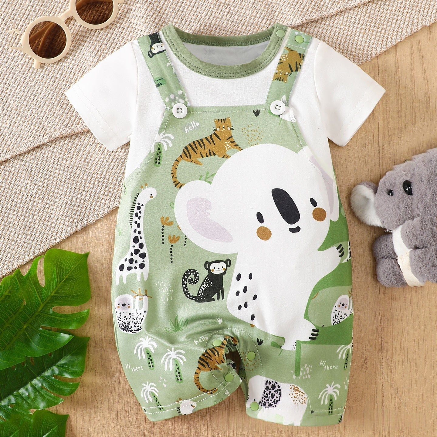Cute And Super-adorable Animal-themed Short-sleeve Baby Romper For Summer