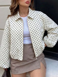 Polka Dot Casual Zip-Up Jacket