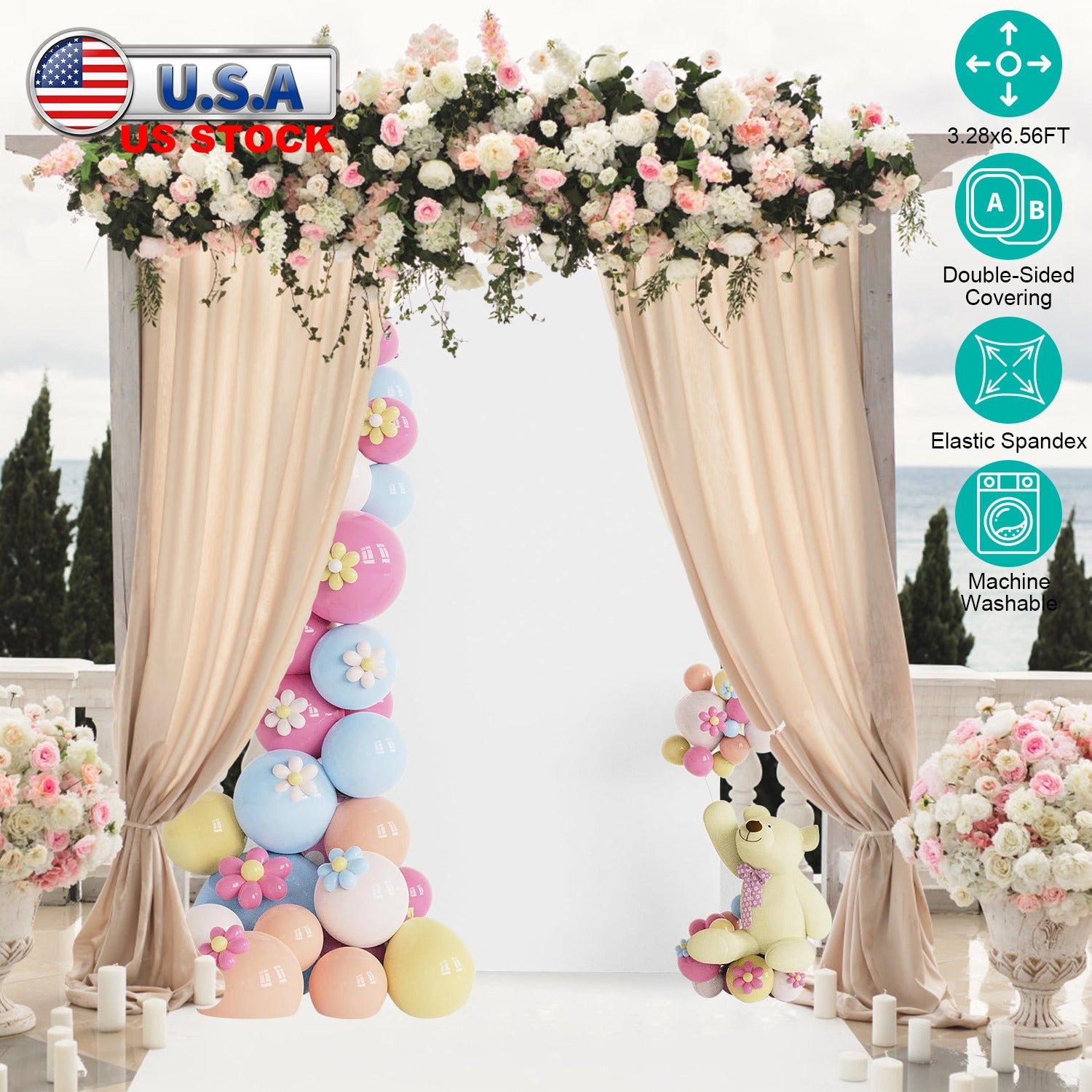 Arch Backdrop Stand Cover White Spandex Fabric