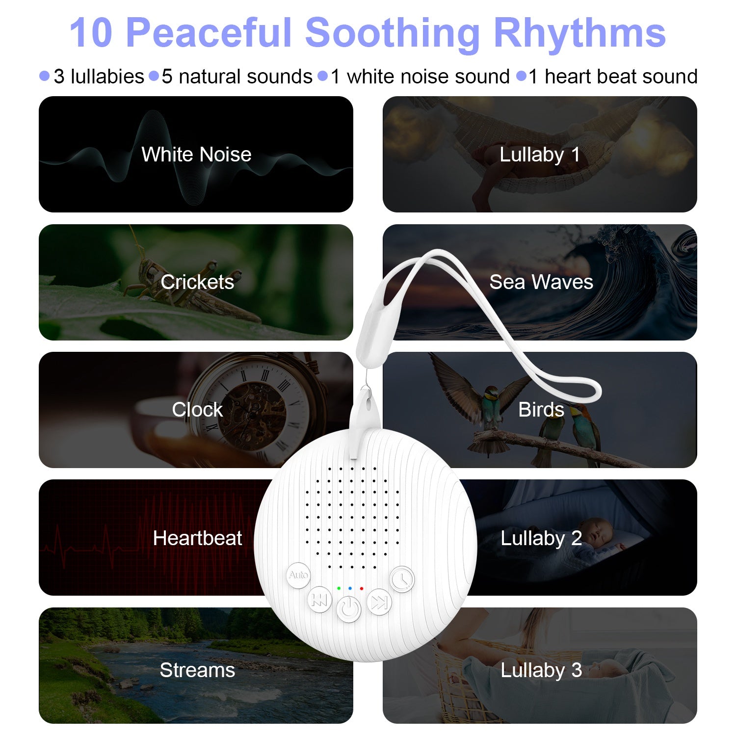 Portable White Noise Sound Machine for Sleep and Focus