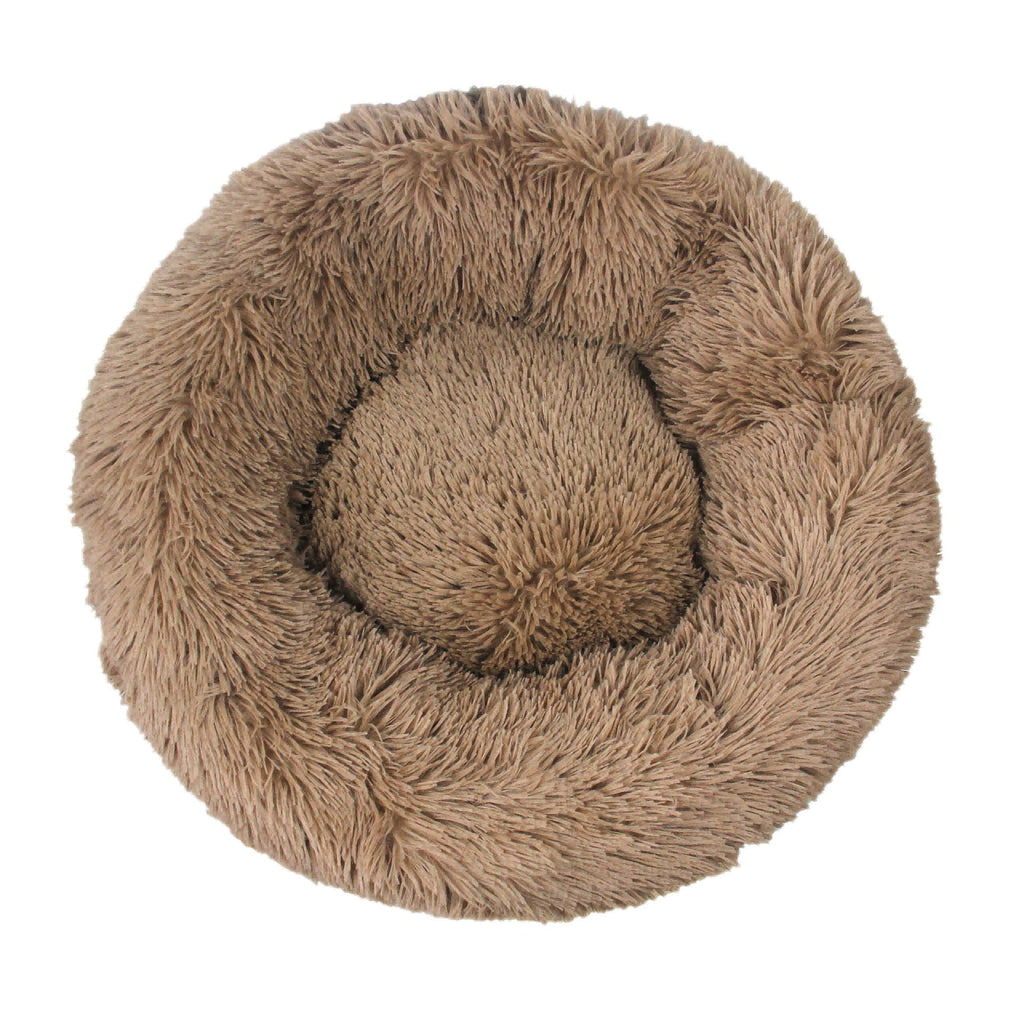 Fluffy Donut Dog Bed  Warm Soft Long Plush Pet Cushion Dog House Cat  Bed Washable Pet Sofa Mat Calming Samll Large Dog Beds