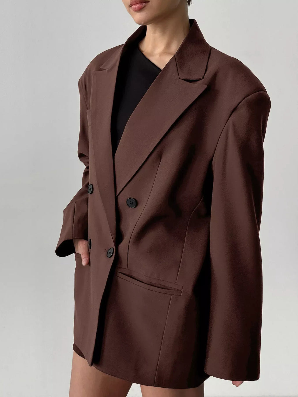 Double-Breasted Lapel Collar Blazer