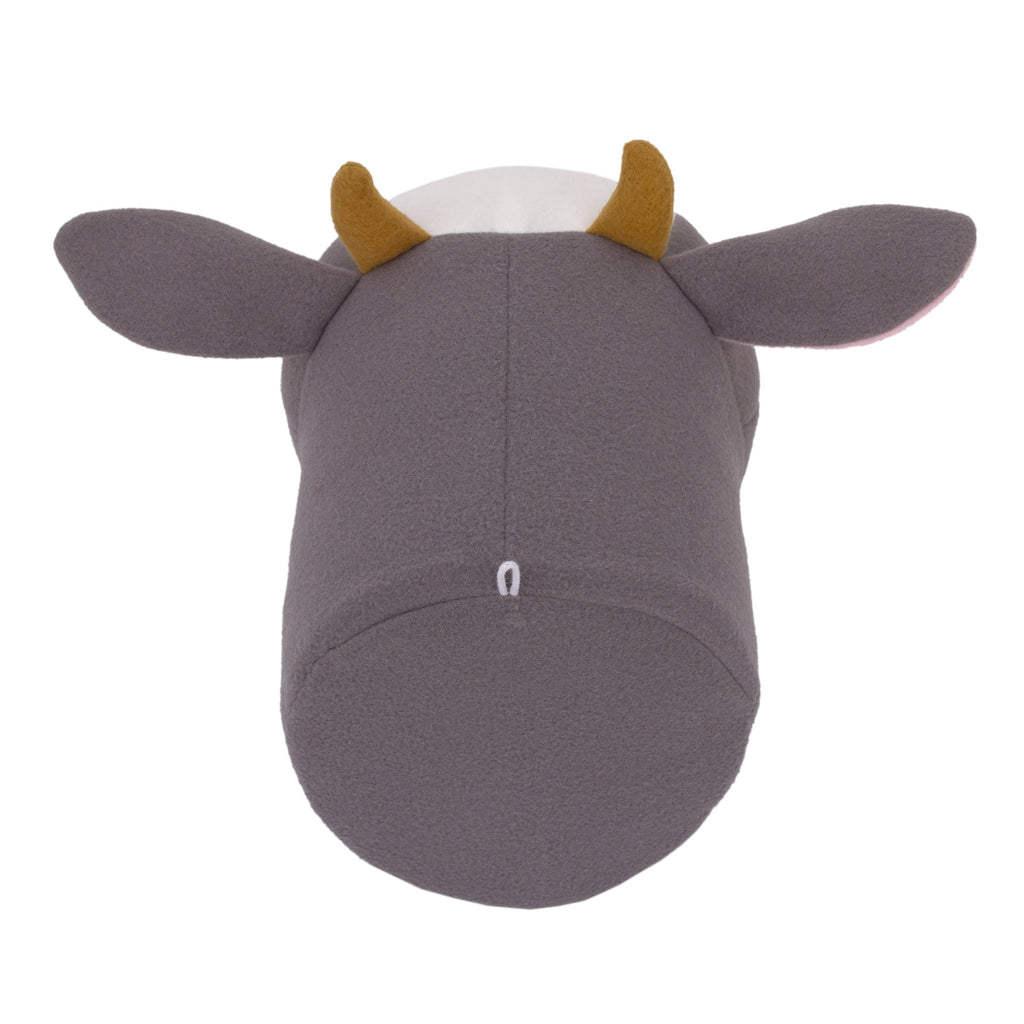 Plush Fleece Grey and White Cow Head Wall DÃ©cor