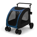 Foldable Pet Stroller For Multi Cats And Large Dogs Lightweight With 5 Screen Windows Secure Zipper Closure