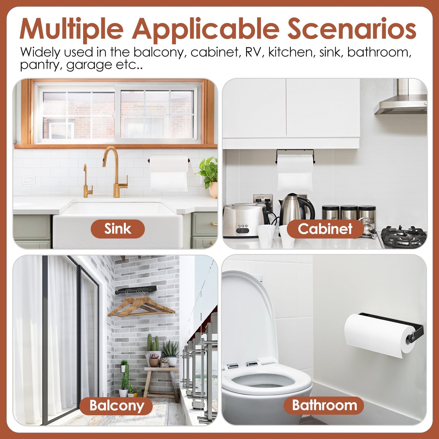 Wall Mounted Paper Towel Holder for Kitchen & Bathroom