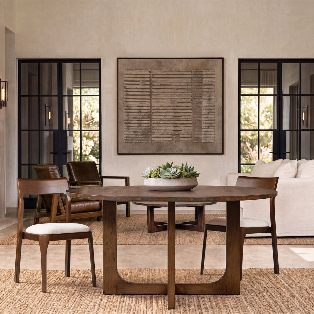 Reclaimed Pine Modern Round Dining Table with Intersecting Base - 60 Inch