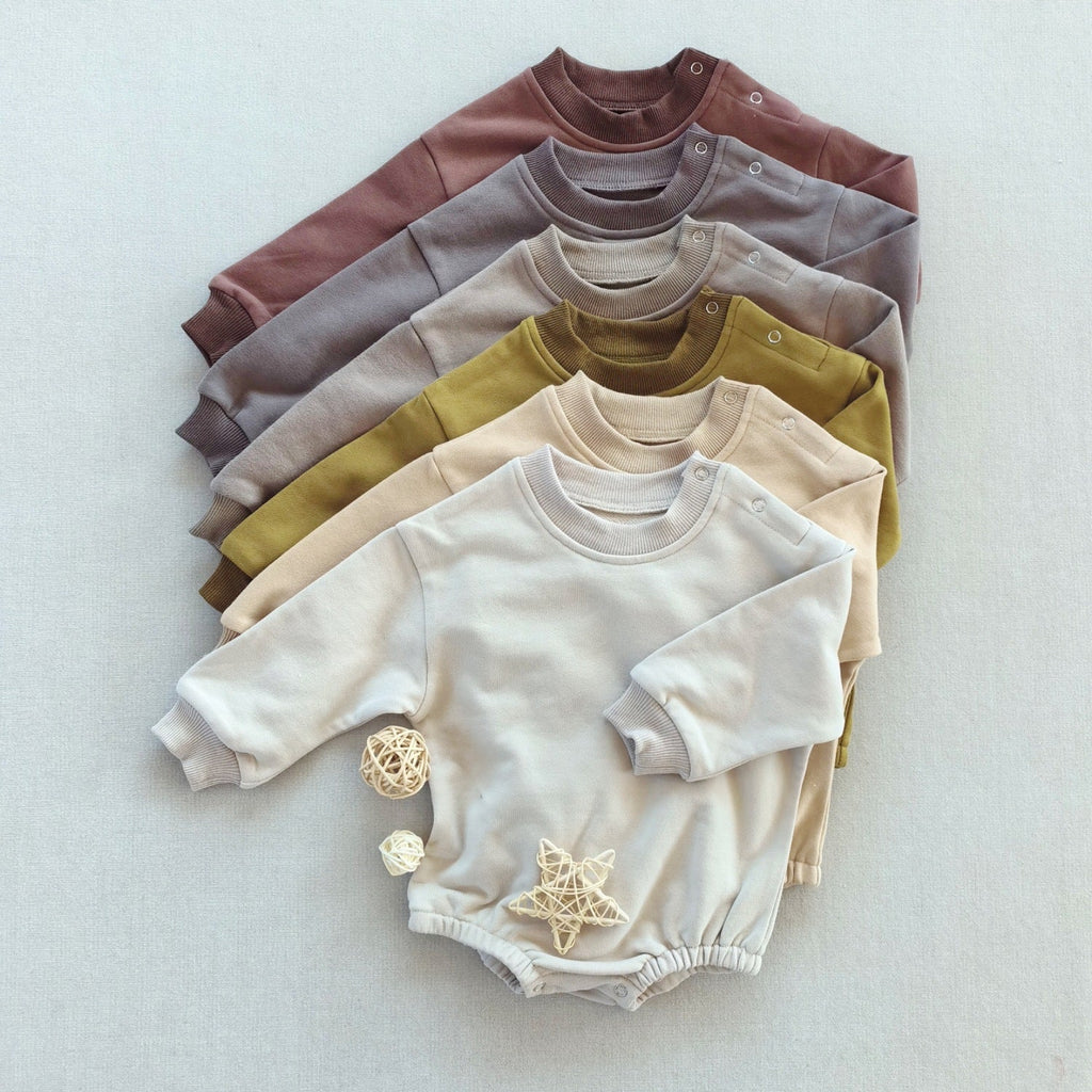 Long-sleeve Solid-color Cotton Casual Jumpsuit