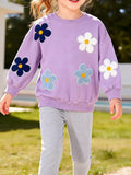 Children's Floral Applique Sweatshirt and Leggings Set