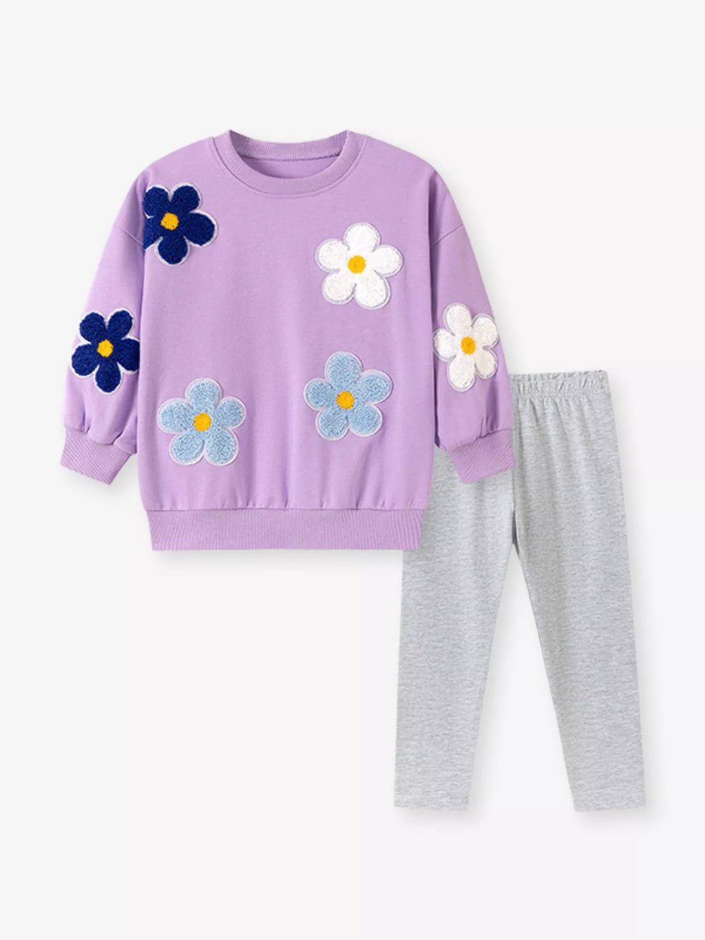Children's Floral Applique Sweatshirt and Leggings Set