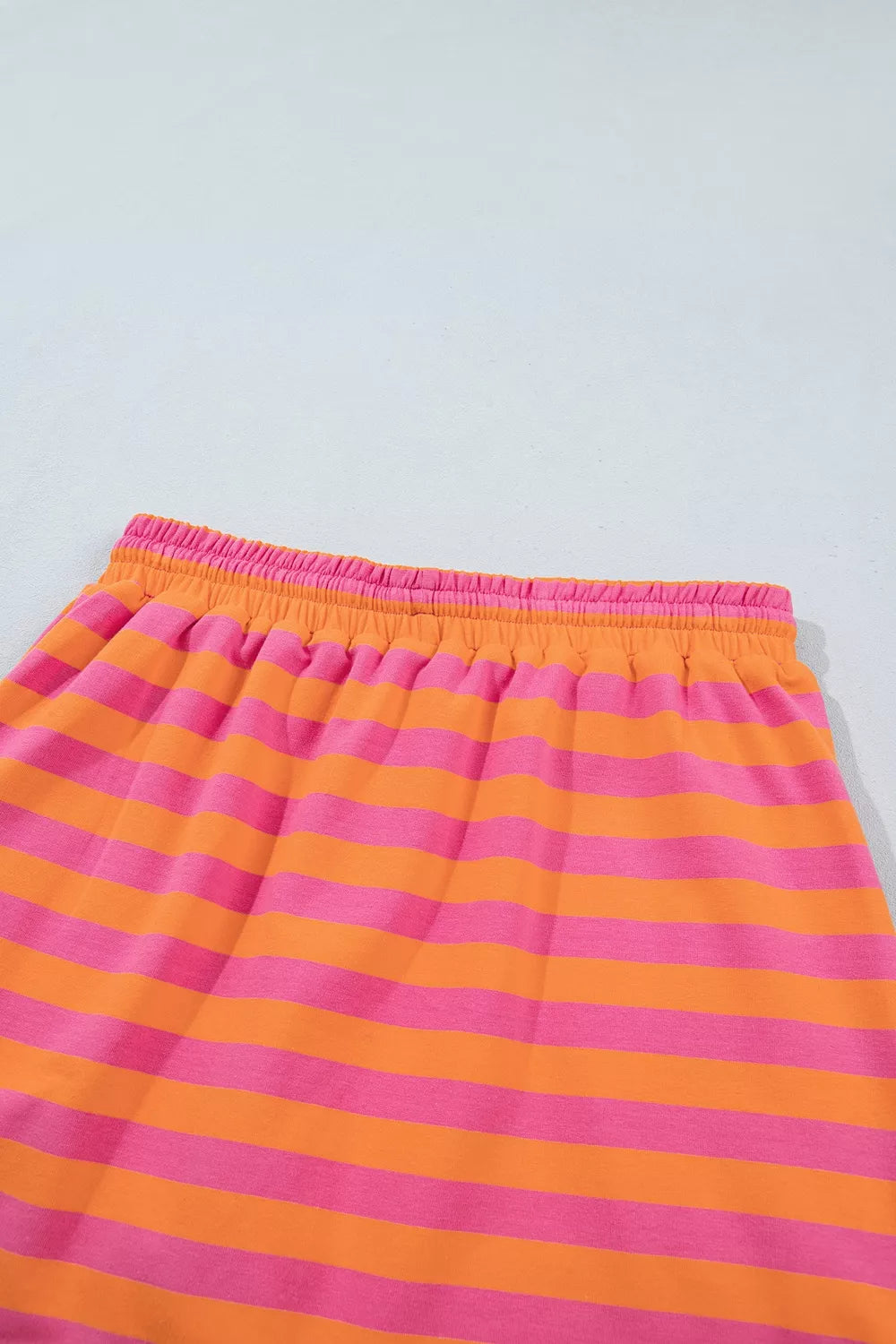 Stripe Color Block Patchwork Mock Neck Pullover Drawstring Mini Skort Set