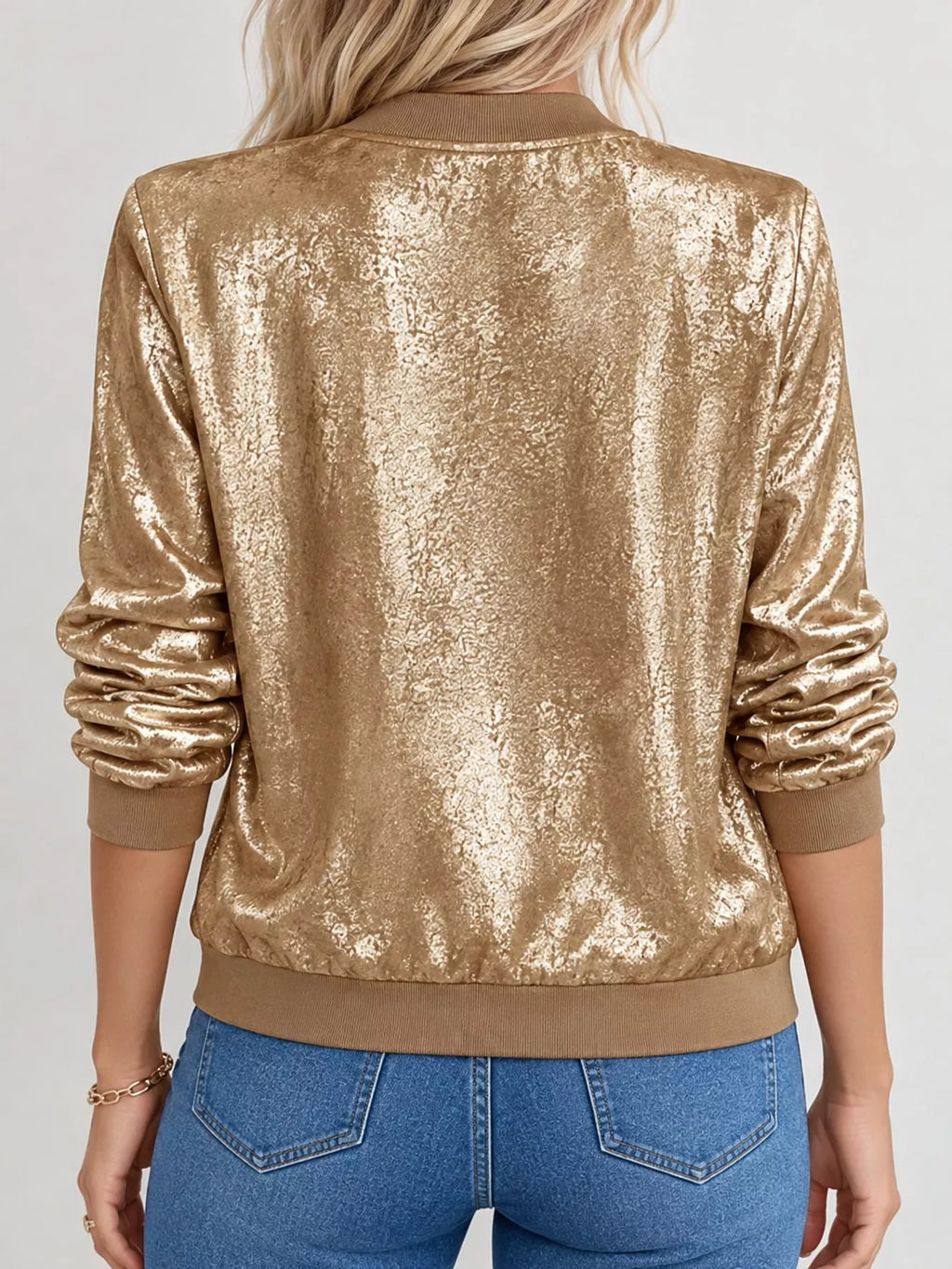 Full Size Zip Up Long Sleeve Jacket Plus Size