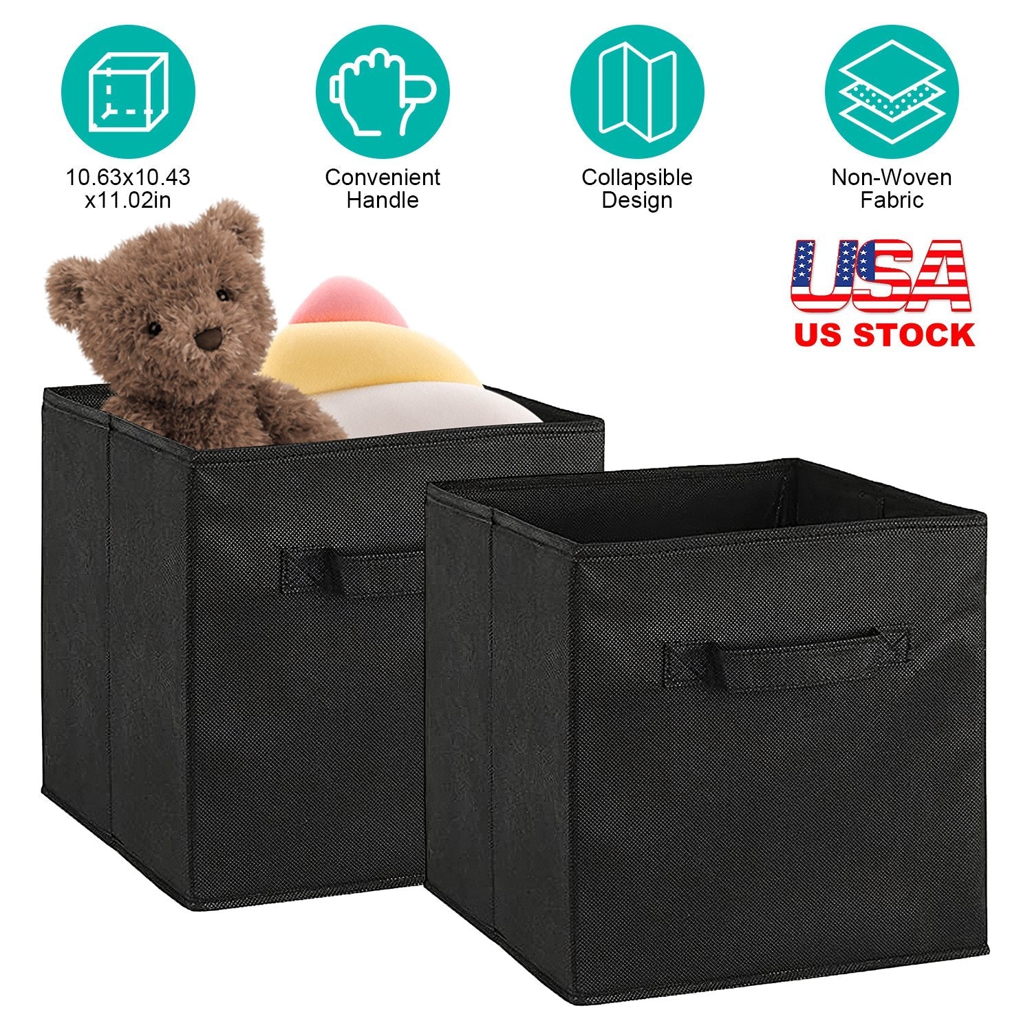 Storage Bin Non-Woven Fabric Cube Organizer with Handle