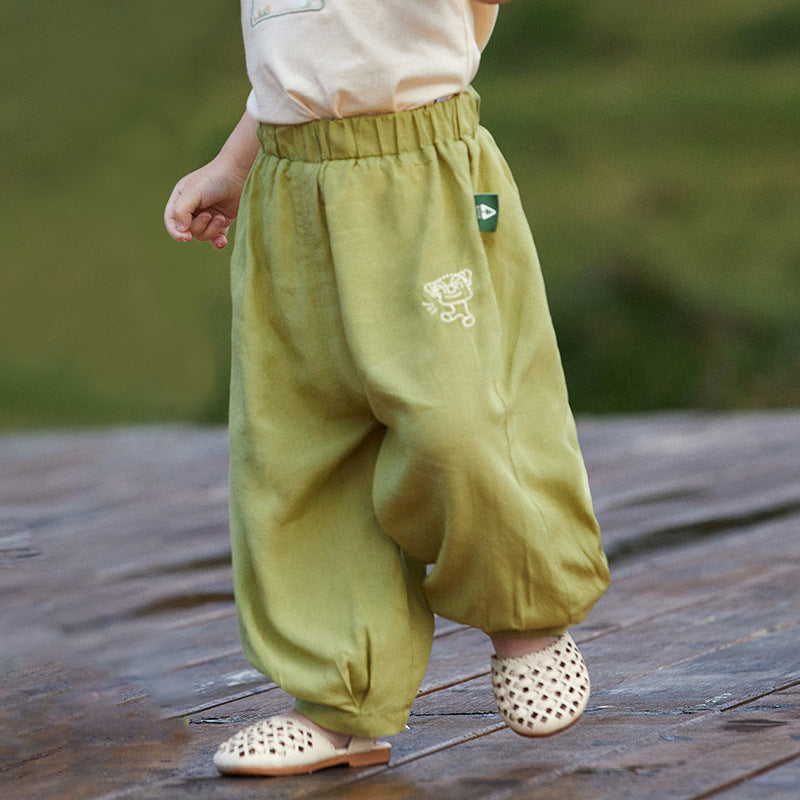 Childrens Mosquito-Proof Pants Solid-Color Casual Trousers