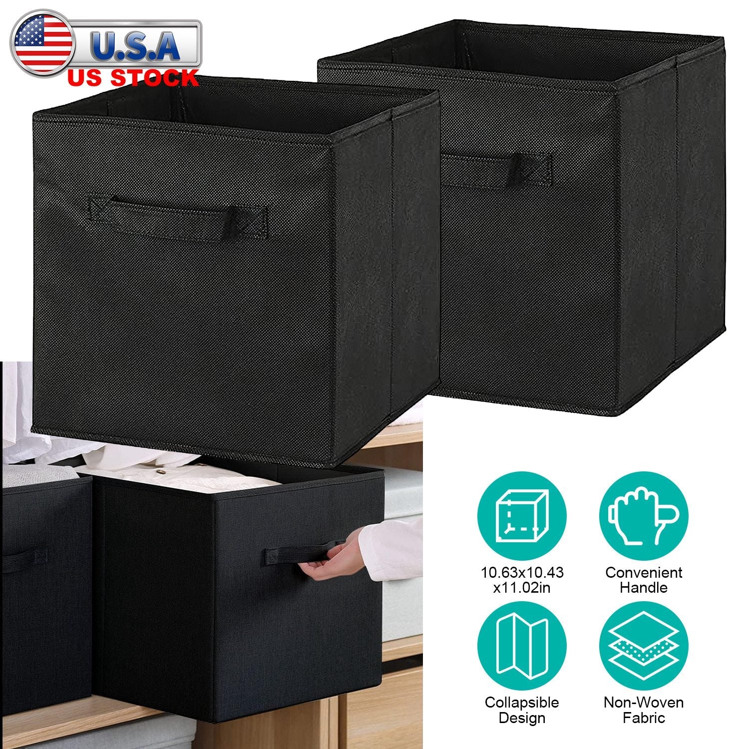 Storage Bin Non-Woven Fabric Cube Organizer with Handle