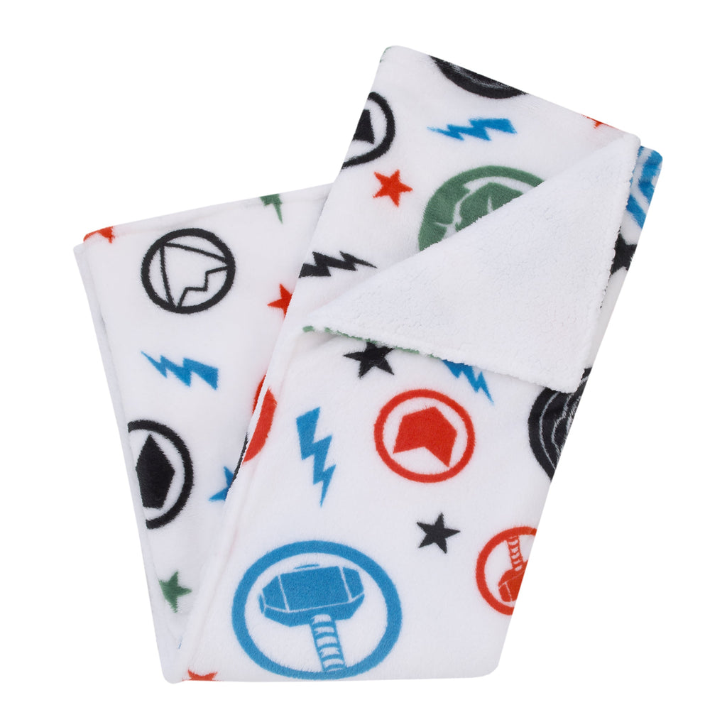 The Avengers Red, White, and Blue Super Soft Sherpa Baby Blanket