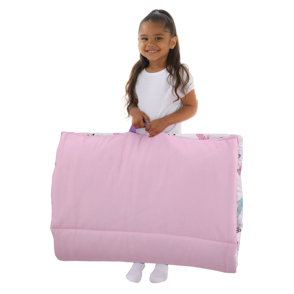 Gabby's Dollhouse Dream It Up Pink, Aqua, Purple PJ's Deluxe Easy Fold Toddler Nap Mat