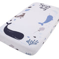Seas The Day Multi Sea Animals Blue and White 100% Cotton Photo Op Fitted Crib Sheet