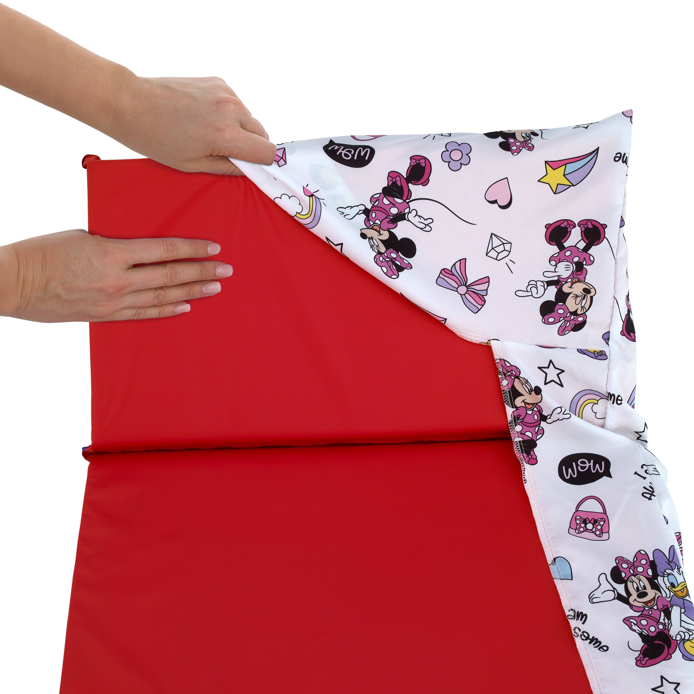 Minnie Mouse I am Awesome Lavender, Pink and White, Daisy Duck Rainbow Hearts and Stars Preschool Nap Pad Sheet