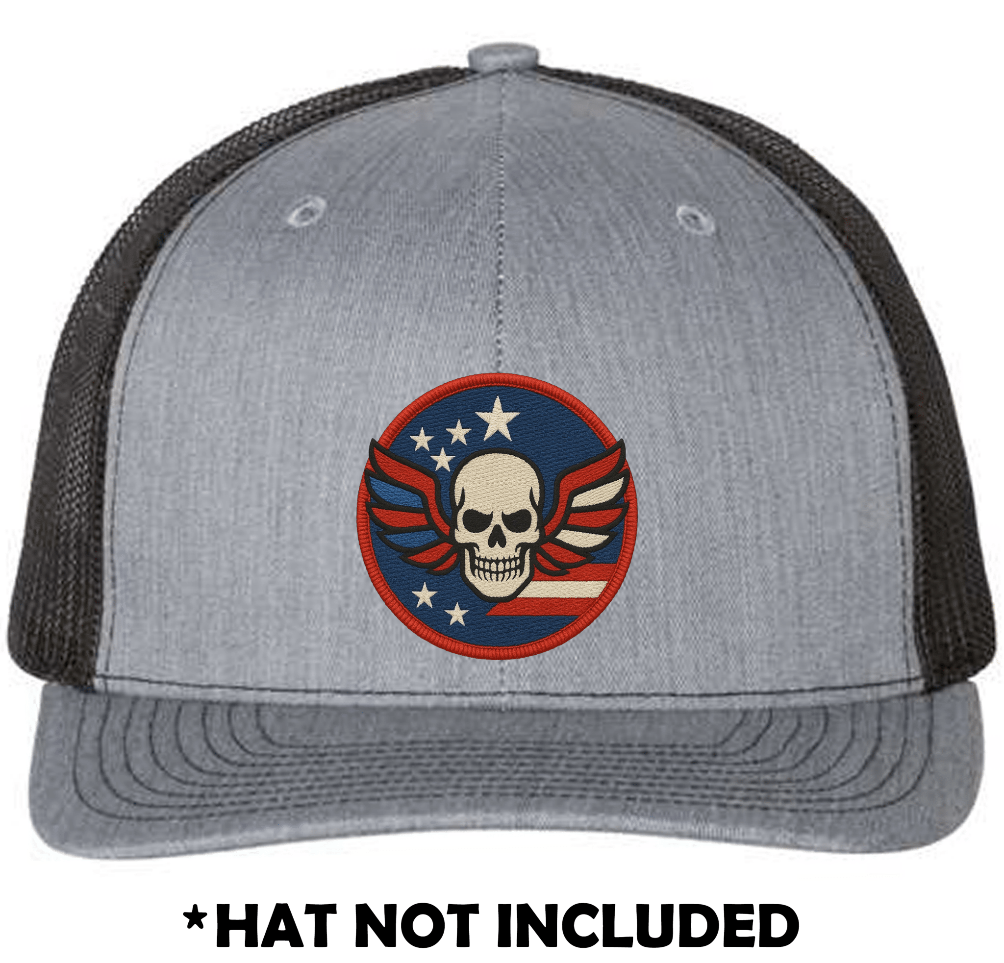 Embroidered Skull USA UV Printed Hat Patch