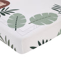 NoJo Jungle Paradise Mini & Mighty Green, Gray and White Lion, Sloth, and Leopard 100% Cotton Photo Op Fitted Crib Sheet