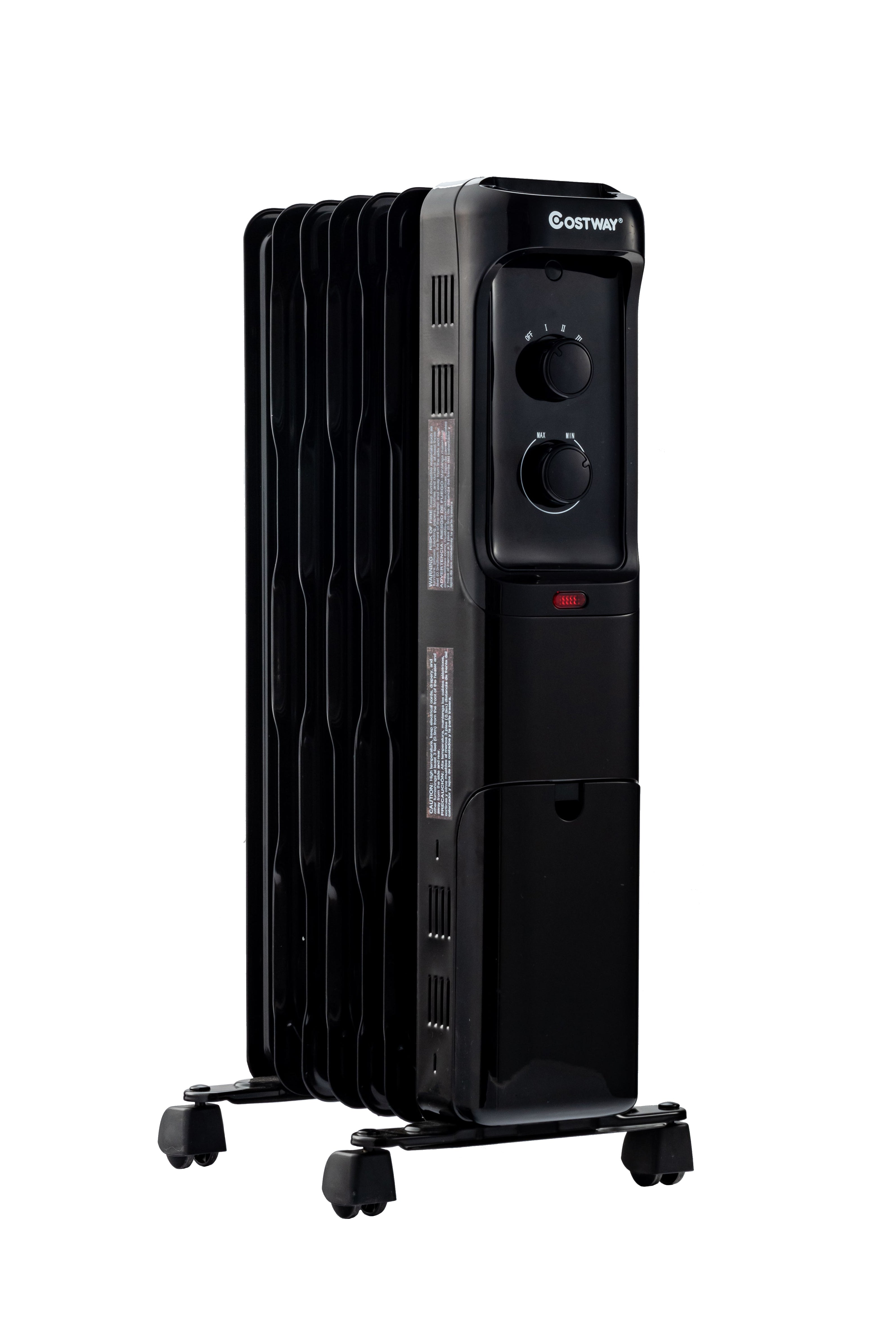 1500W Oil Filled Portable Radiator Space Heater with Adjustable Thermostat