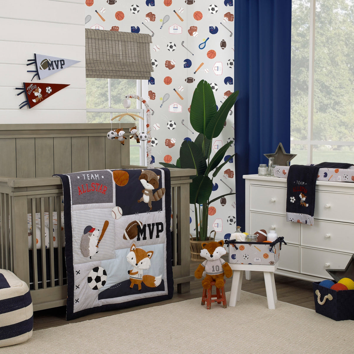 Team All Star Dark Orange and Ivory "Ace" The Plush Fox Stuffed Animal with Jersey