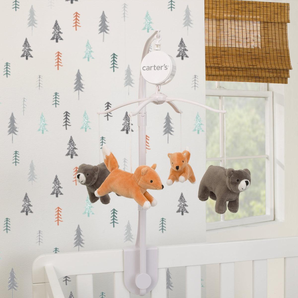 Woodland Friends Brown and Orange Fox and Bear Musical Mobile