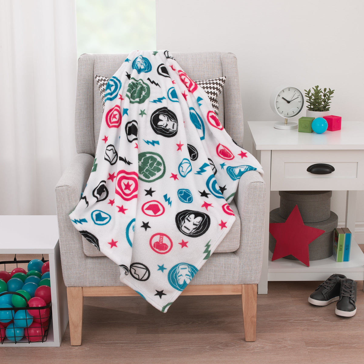 Marvel The Avengers Red, White, and Blue Super Soft Baby Blanket
