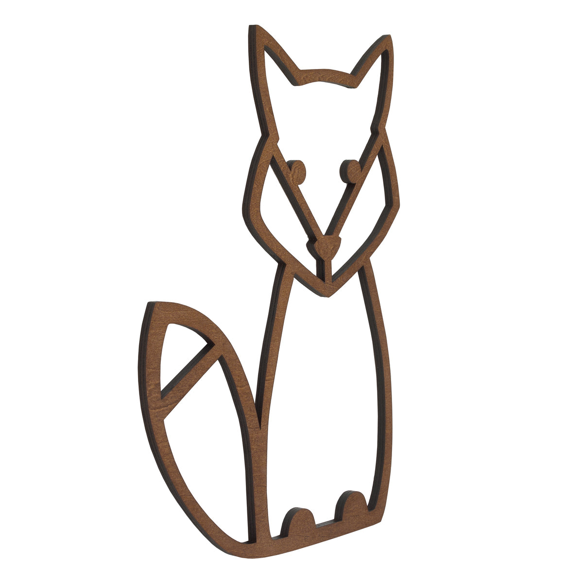 Fox Shaped Textured Wood Tone Wall Decor