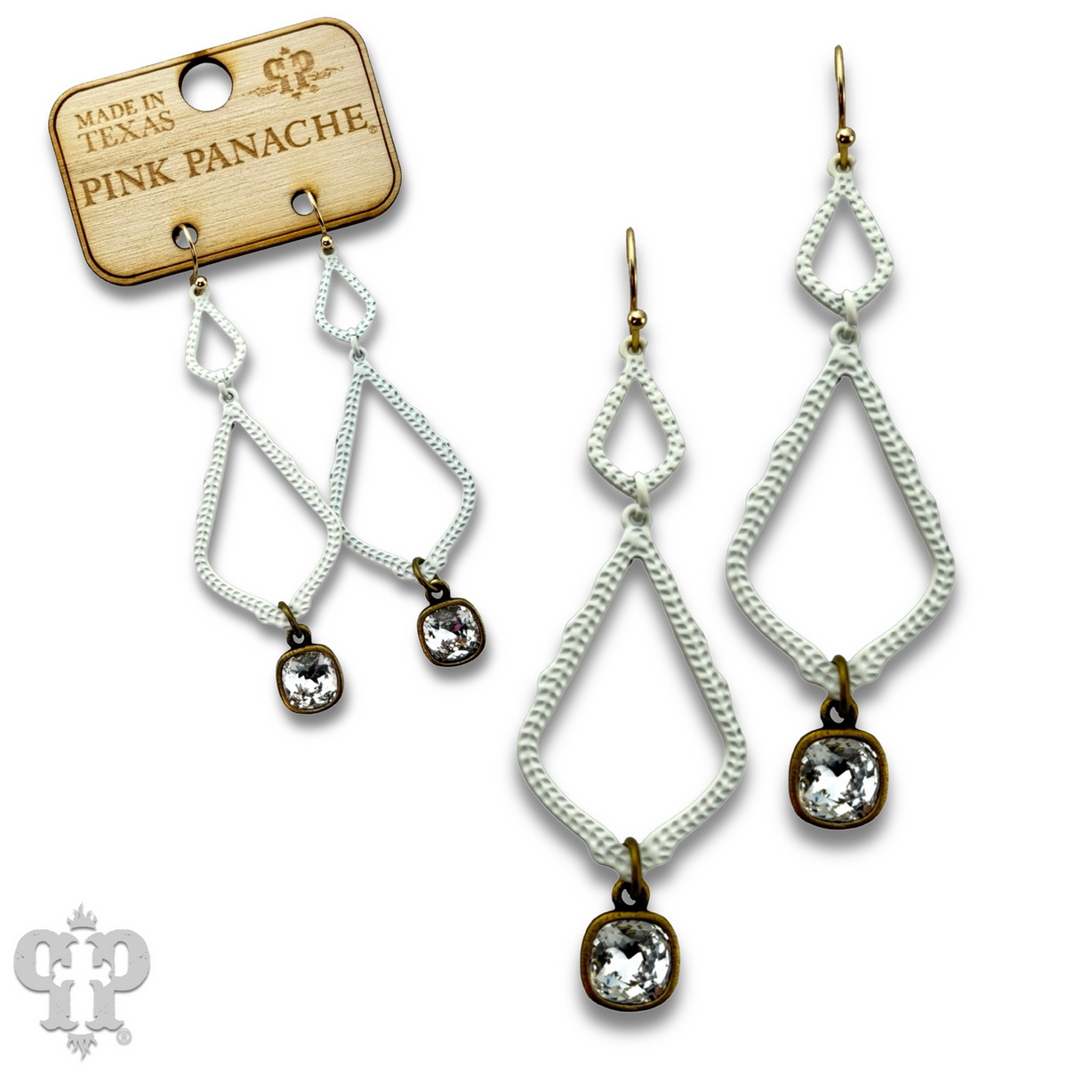 White double diamond teardrop  with crystals from Swarovski®- last call