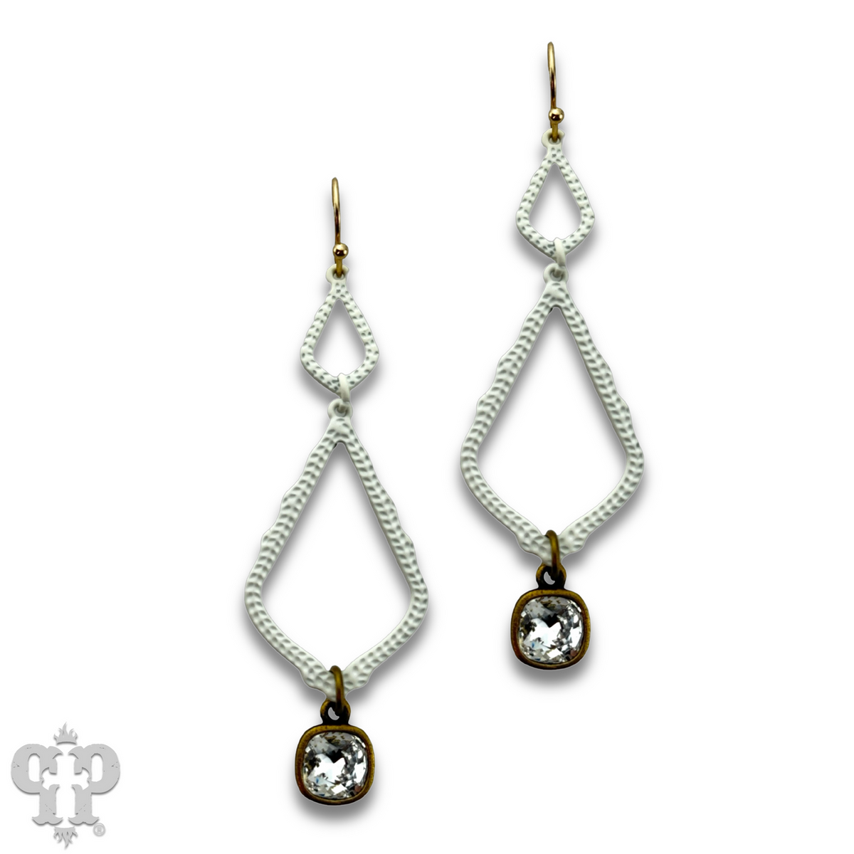 White double diamond teardrop  with crystals from Swarovski®- last call
