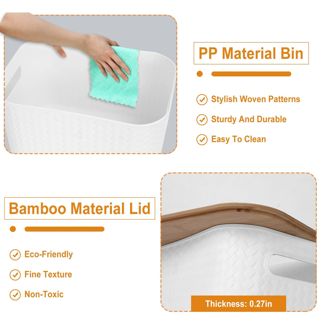 Stackable Storage Bins with Bamboo Lids - 2 Pack
