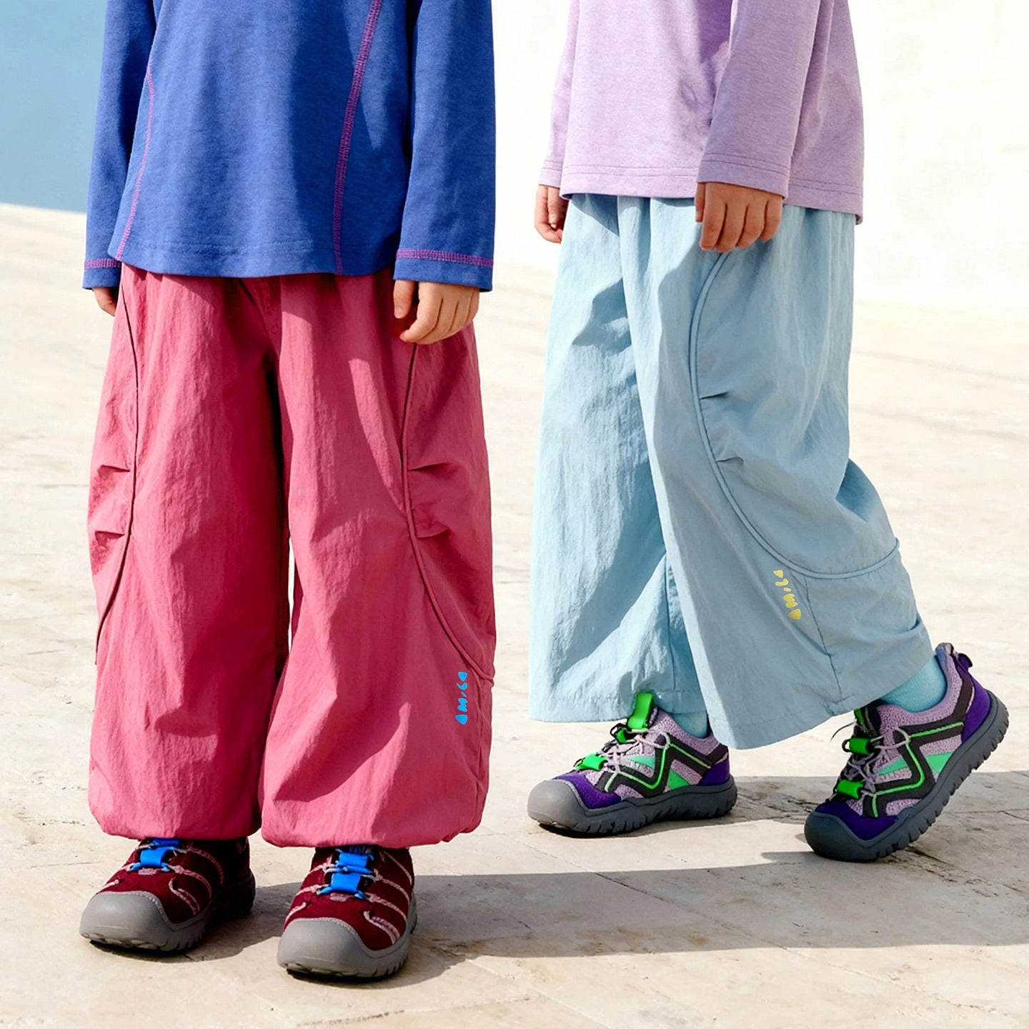 Kids Solid-Color Loose-Fit Wide-Leg Cropped Pants