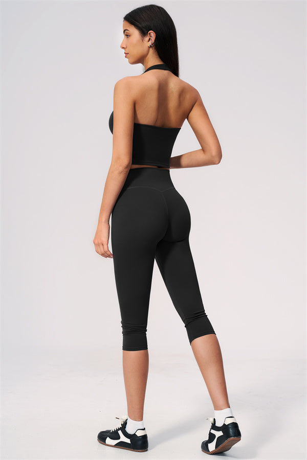 The Twirl Wide Strap Halter Crop Top