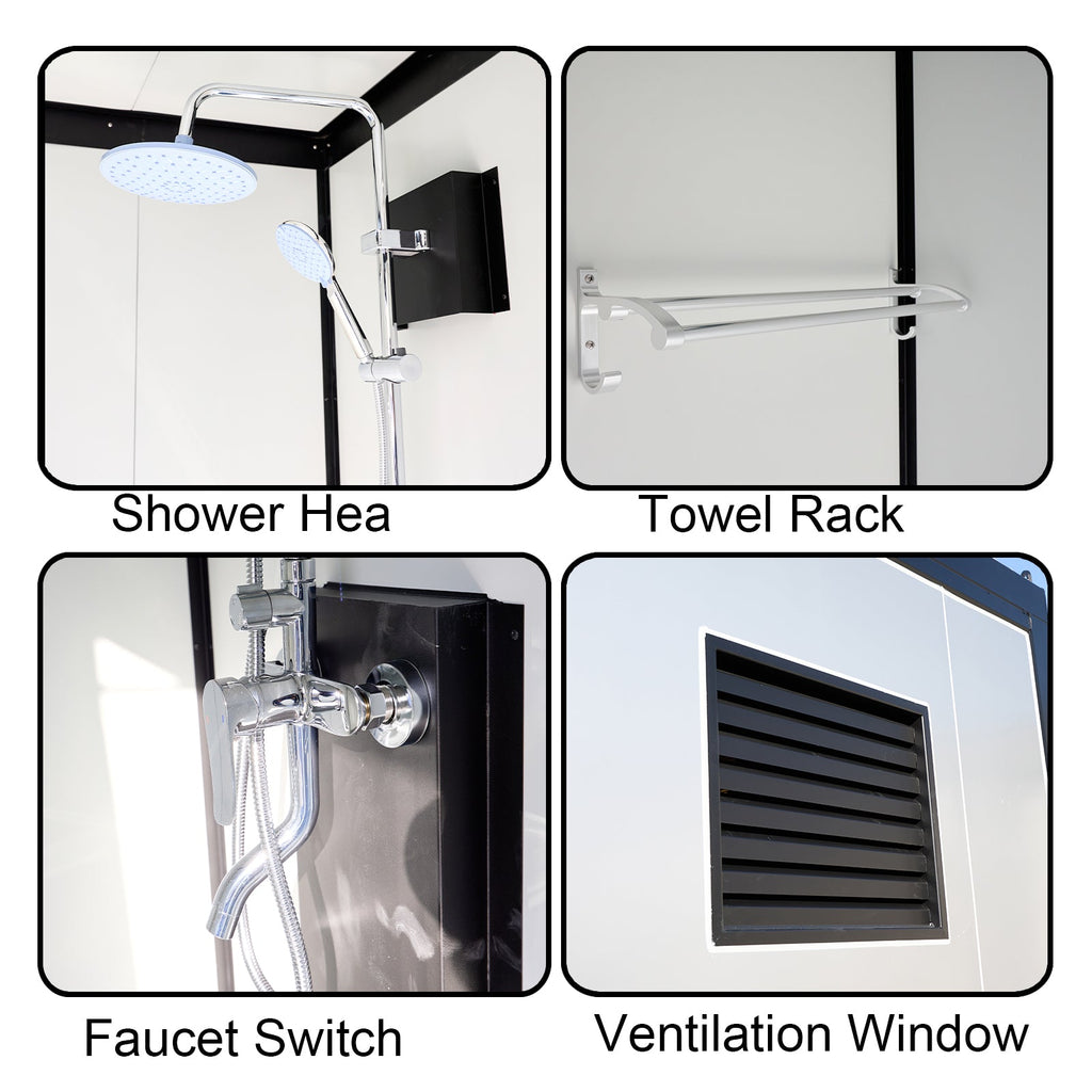 Portable Toilet Cabin - Outdoor Shower Room with Shower, Lights, Sink, and Ventilation Fan