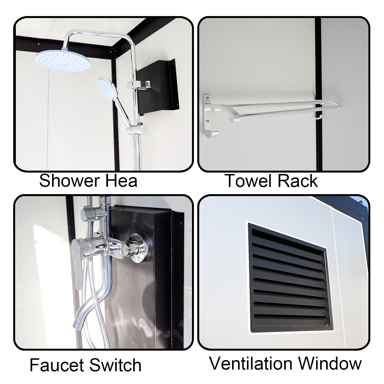 Portable Toilet Cabin - Outdoor Shower Room with Shower, Lights, Sink, and Ventilation Fan