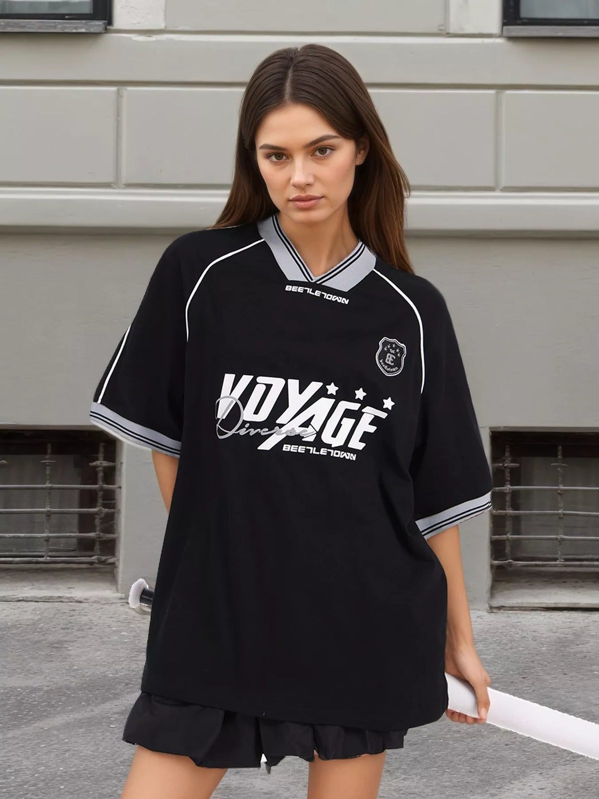 Oversized Sporty Graphic Short Sleeve T-Shirt