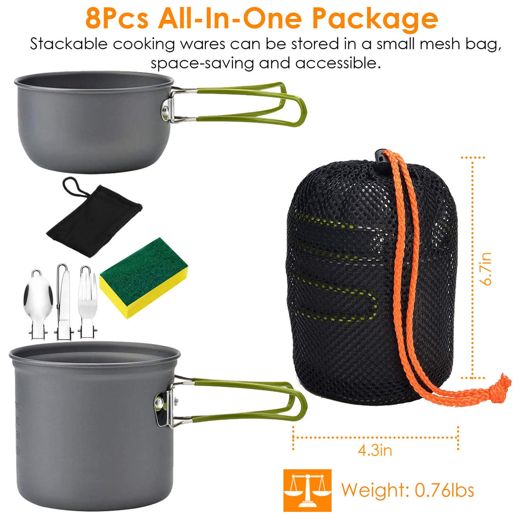 Camping Cookware Set with Pot and Foldable Cutlery