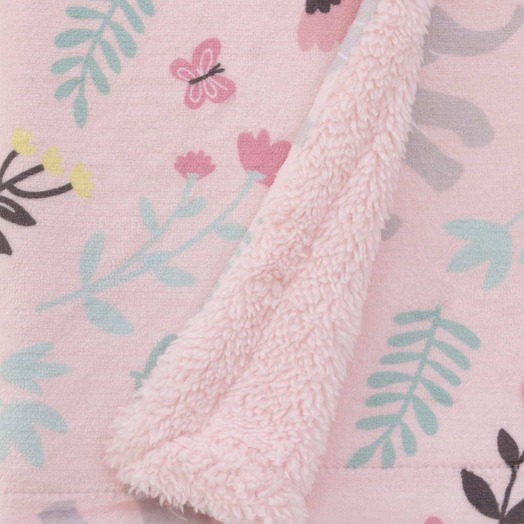 Floral Elephant Pink Super Soft Baby Blanket
